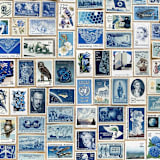 "78 cents . Blue Vintage Postage Stamp Variety Pack . Set of 5" - Postage Stamps in blue by Kristen Melchor