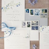 "78 cents . Blue Vintage Postage Stamp Variety Pack . Set of 5" - Postage Stamps in blue by Kristen Melchor