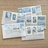 "78 cents . Blue Vintage Postage Stamp Variety Pack . Set of 5" - Postage Stamps in blue by Kristen Melchor