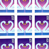 "Love Swans Postage Stamps | Love Series | Purple Background | Heart | Wedding Stamps | Valentine | Vintage Unused USPS Postage 32c | Pack of 10" - Postage Stamps in purple by Heritage Post House