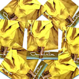 "Oscar de la Renta Yellow Dress Postage Stamps | ODLR | Fashion Designer | Wedding Stamps | Unused USPS Forever Stamp | Pack of 5" - Postage Stamps in yellow by Heritage Post House
