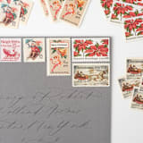 "10 Cent Currier & Ives 'Winter Road' Postage Stamps // Set of 10 // UNUSED" - Postage Stamps in beige by Flourish Fine Writing