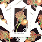 "Yellow Lady's Slipper Postage Stamps | American Wildflower Series | Yellow Flower | Botanical | Vintage Unused USPS Postage 29c | Pack of 10" - Postage Stamps in yellow by Heritage Post House