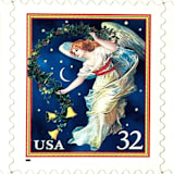 ""Midnight Angel" Postage Stamps | Christmas Issue | Unused USPS Postage 32c | Pack of 20" - Postage Stamps in blue by Jennifer Kramer