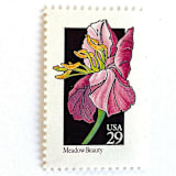 "Meadow Beauty Postage Stamps | American Wildflower Series | Pink Flower | Botanical | Vintage Unused USPS Postage 29c | Pack of 10" - Postage Stamps in pink by Heritage Post House