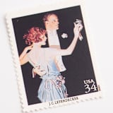 "32 Cent J.C. Leyendecker "Arrow Collar Man" Postage Stamps // Set of 5 // UNUSED Vintage Stamps" - Postage Stamps in black by Flourish Fine Writing