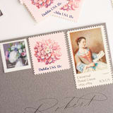 "Pink and Purple Floral Postage Set // Set of 5 // $1.06 in postage" - Postage Stamps in pink by Flourish Fine Writing