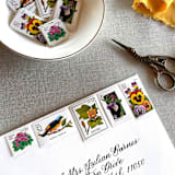 "Bright Botanical Postage, 10 Sets" - Postage Stamps in multicolor by Jennifer Kramer