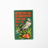 "8 Cent Partridge in a Pear Tree Postage Stamps // Set of 10 // Twelve Days of Christmas" - Postage Stamps in green by Flourish Fine Writing