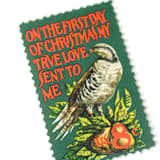 "8 Cent Partridge in a Pear Tree Postage Stamps // Set of 10 // Twelve Days of Christmas" - Postage Stamps in green by Flourish Fine Writing