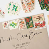 "8 Cent Partridge in a Pear Tree Postage Stamps // Set of 10 // Twelve Days of Christmas" - Postage Stamps in green by Flourish Fine Writing