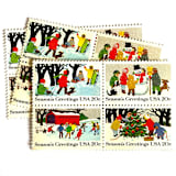 ""Season's Greetings" Set of 4 Postage Stamps | Contemporary Christmas Series | Unused USPS Postage 20c each stamp/80c total per set | Pack of 10 Sets" - Postage Stamps in multicolor by Heritage Post House