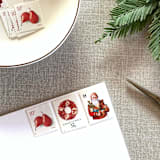 "Christmas Red Wreath Vintage Postage, 10 Sets" - Postage Stamps in red by Jennifer Kramer