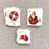 "Christmas Red Wreath Vintage Postage, 10 Sets" - Postage Stamps in red by Jennifer Kramer