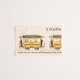 "20 Cent Early Electric Streetcar, Montgomery, Ala, 1886 Postage Stamps // Set of 10 // UNUSED Vintage Stamps" - Postage Stamps in yellow by Flourish Fine Writing