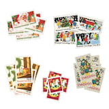 "Snow Days Holiday Postage Set // Set of 5 // UNUSED // Santa // Needlepoint" - Postage Stamps in red by Flourish Fine Writing