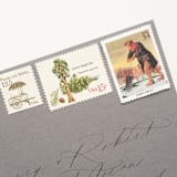 "34 Cent American Illustrator Robert Fawcett, "Hunter's Heaven" Postage Stamps // Set of 5 // UNUSED Vintage Stamps" - Postage Stamps in brown by Flourish Fine Writing
