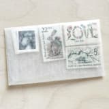 "$1.20 . Blush vintage postage stamp pack . Set of 5" - Postage Stamps in pink by Kristen Melchor