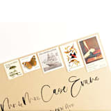 "Neutral and Brown Butterfly and Ships Postage Set // $1.205 // Set of 5" - Postage Stamps in brown by Flourish Fine Writing