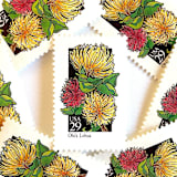 "Ohi'a Lehua Postage Stamps | American Wildflower Series | Yellow Red Flower | Hawaiian Botanical | Vintage Unused USPS Postage 29c | Pack of 10" - Postage Stamps in yellow by Heritage Post House