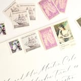 "Lavender and Green Romantic Old World Postage Stamp Set // Set of 5 //  $1.28 in postage" - Postage Stamps in purple by Flourish Fine Writing