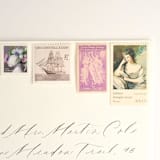 "Lavender and Green Romantic Old World Postage Stamp Set // Set of 5 //  $1.28 in postage" - Postage Stamps in purple by Flourish Fine Writing