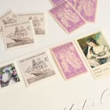 "Lavender and Green Romantic Old World Postage Stamp Set // Set of 5 //  $1.28 in postage" - Postage Stamps in purple by Flourish Fine Writing