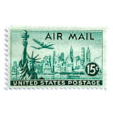 ""New York Skyline & Statue of Liberty" Air Mail Postage Stamps | Unused USPS Postage 15c | Pack of 10" - Postage Stamps in green by Heritage Post House