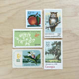 "$1.07 cents . Georgia vintage postage stamps . Set of 5" - Postage Stamps in green by Kristen Melchor