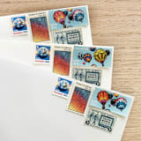 "68 cents . Balloon vintage postage stamps . Set of 5" - Postage Stamps in multicolorassorted-colors by Kristen Melchor