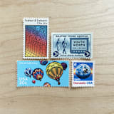 "68 cents . Balloon vintage postage stamps . Set of 5" - Postage Stamps in multicolorassorted-colors by Kristen Melchor