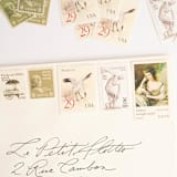 "Vintage English Garden Postage Set // Set of 5 // $.91.5 in postage" - Postage Stamps in green by Flourish Fine Writing