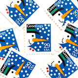 ""Snowman" Postage Stamps | Contemporary Christmas Series | Unused USPS Postage 29c | Pack of 10" - Postage Stamps in blue by Heritage Post House