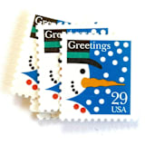 ""Snowman" Postage Stamps | Contemporary Christmas Series | Unused USPS Postage 29c | Pack of 10" - Postage Stamps in blue by Heritage Post House
