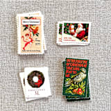 "Christmas Green Wreath Vintage Postage, 10 Sets" - Postage Stamps in green by Jennifer Kramer