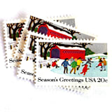 ""Ice Skating" Postage Stamps | Contemporary Christmas Series | Unused USPS Postage 20c | Pack of 10" - Postage Stamps in multicolor by Heritage Post House
