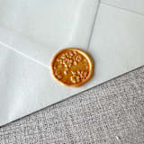 "Yellow Gold floral pattern 3D wax seal stickers | Set of 10" - Wax Seals in gold by Maria Ferrer G.