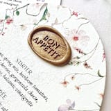 "Bon Appétit Menu Wax Seal Sticker_Antique Gold, Pack of 10" - Wax Seals in gold by Eva Tadros