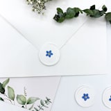 "Pressed Flower White Wax Seal Blue Forget Me Not Flowers Set Of 6" - Wax Seals in white by Christine OMalley