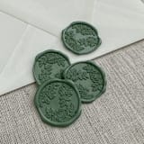"Olive green roses wax seal stickers | Set of 10" - Wax Seals in green by Maria Ferrer G.