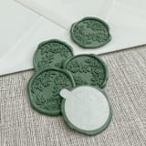 "Olive green roses wax seal stickers | Set of 10" - Wax Seals in green by Maria Ferrer G.