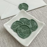 "Olive green roses wax seal stickers | Set of 10" - Wax Seals in green by Maria Ferrer G.