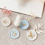 "Wax Seals with Gold Flakes & Dried Flowers, Set of 10" - Wax Seals in white by Self Stationery