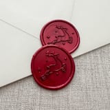 "Metallic Red Christmas Reindeer wax seal sticker | Set of 10" - Wax Seals in red by Maria Ferrer G.