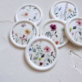 "Self-adhesive wax seal | Bright watercolor florals design - white" - Wax Seals in white by Cara Jo Knapp