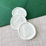 "White "Merry Christmas" Tree Calligraphy wax seal sticker | Set of 10" - Wax Seals in white by Maria Ferrer G.
