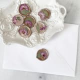 "Purple Mums in Blush Gold Marble Wax Seals | Pack of 10" - Wax Seals in purple by Caitlin Home