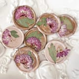 "Purple Mums in Blush Gold Marble Wax Seals | Pack of 10" - Wax Seals in purple by Caitlin Home