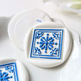"Artisan Tile- White and Blue-Set of 25  Hand-crafted Wax Seals" - Wax Seals in white by Inkspiringletters