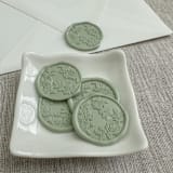 "Sage green roses wax seal stickers | Set of 10" - Wax Seals in green by Maria Ferrer G.